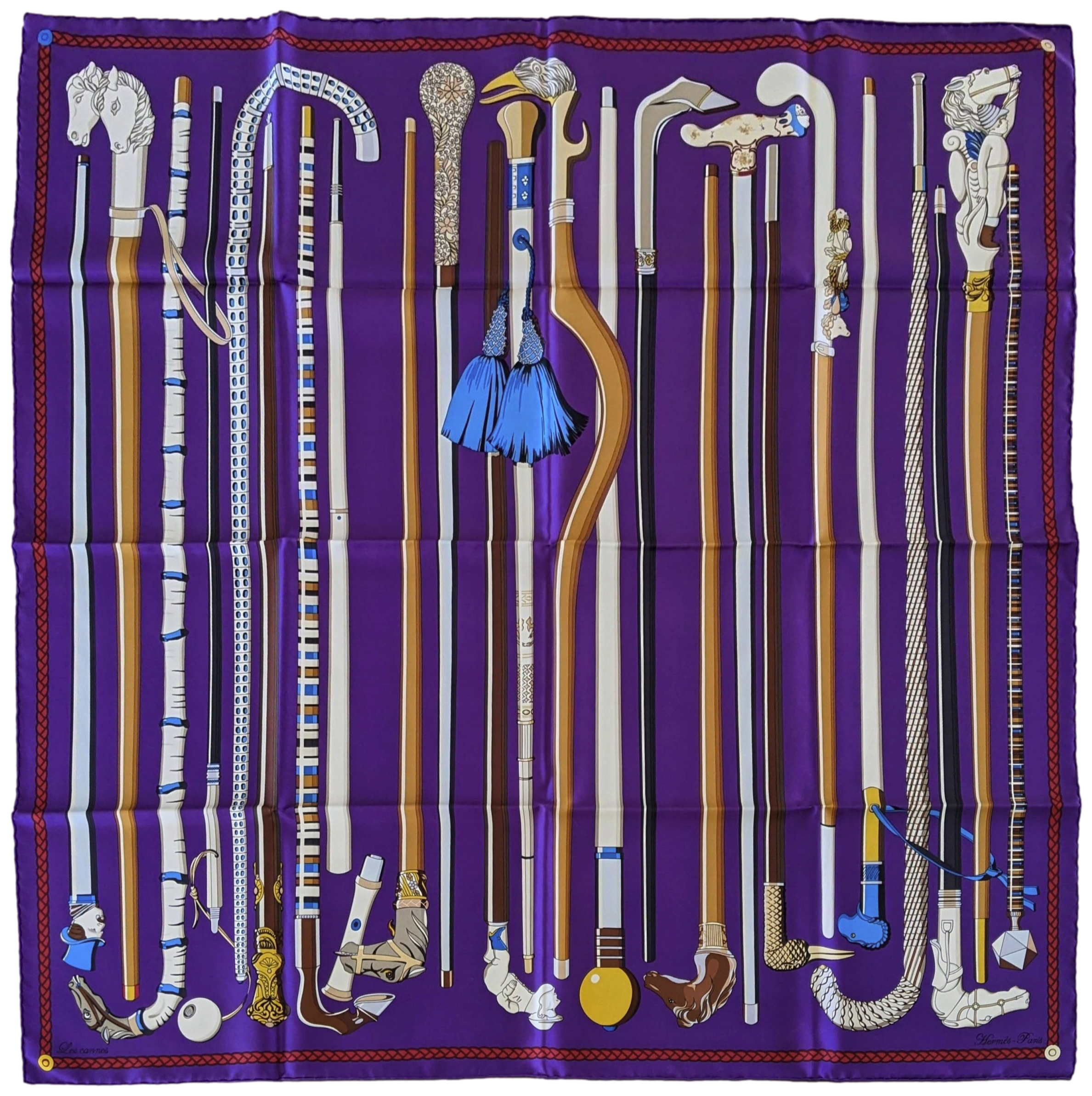 Produits Hermes 2014 Ultra Violet/Gris/Bleu " Les Cannes " by Virginie Jamin Twill 90cm