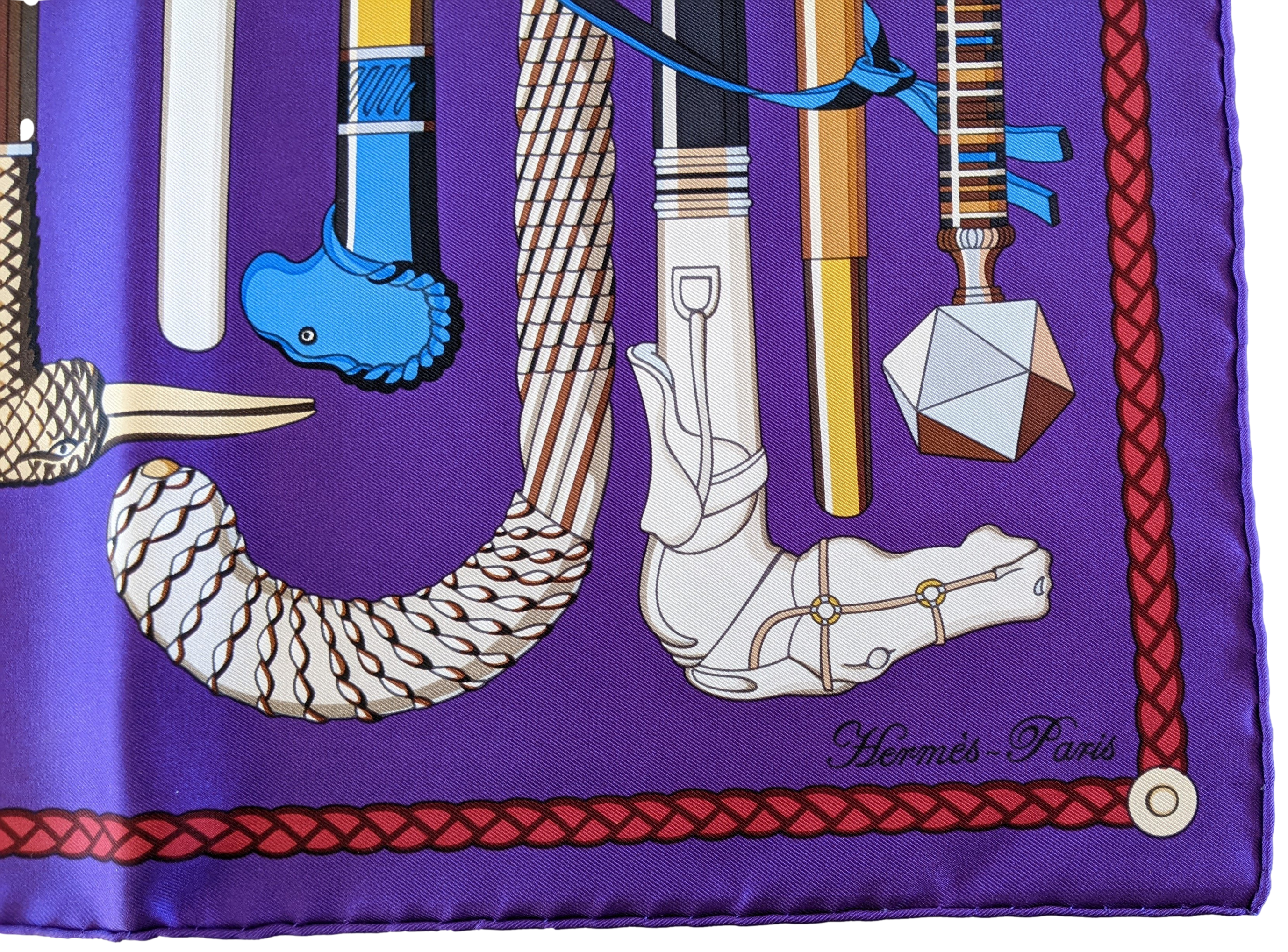 Produits Hermes 2014 Ultra Violet/Gris/Bleu " Les Cannes " by Virginie Jamin Twill 90cm