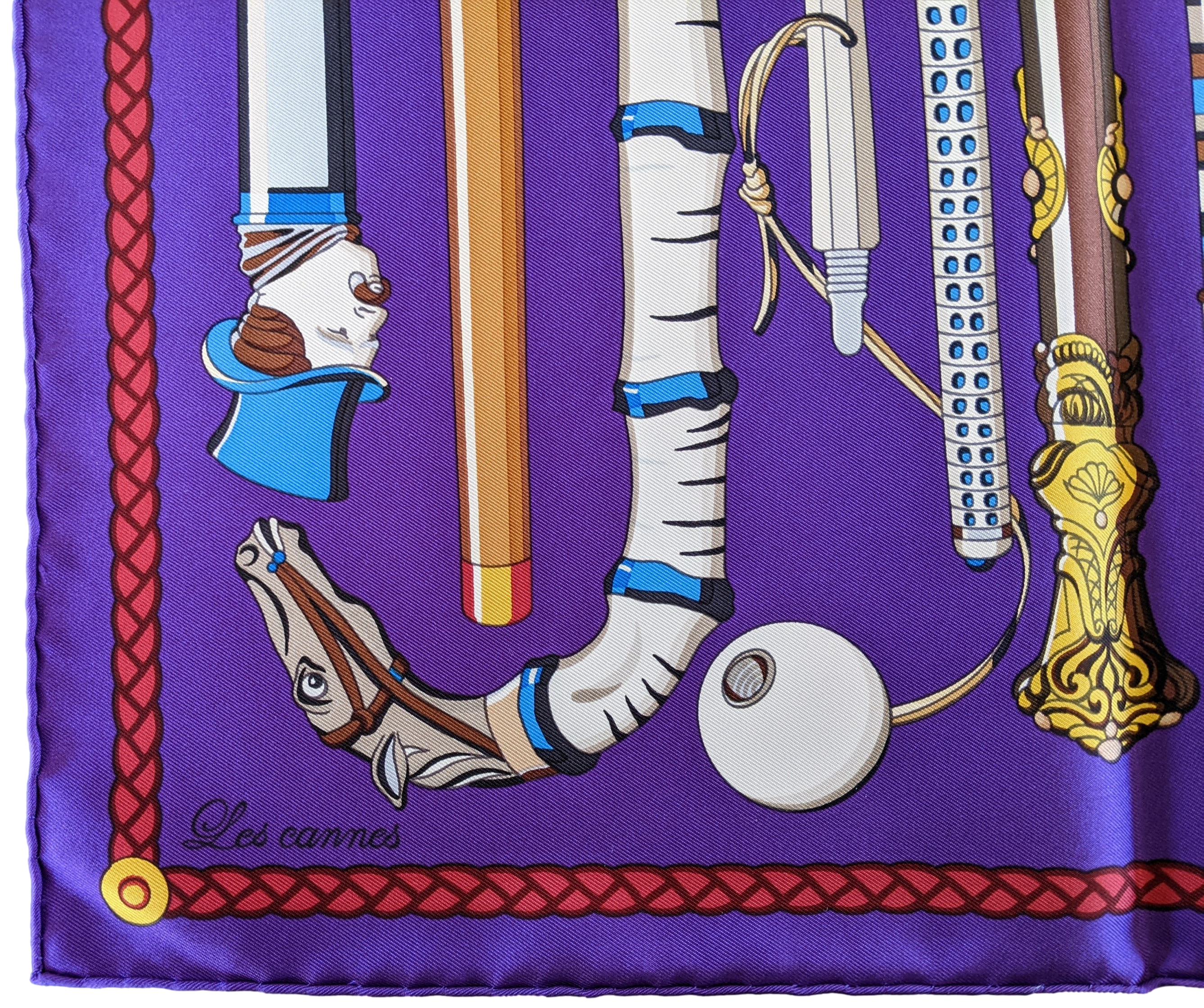 Produits Hermes 2014 Ultra Violet/Gris/Bleu " Les Cannes " by Virginie Jamin Twill 90cm