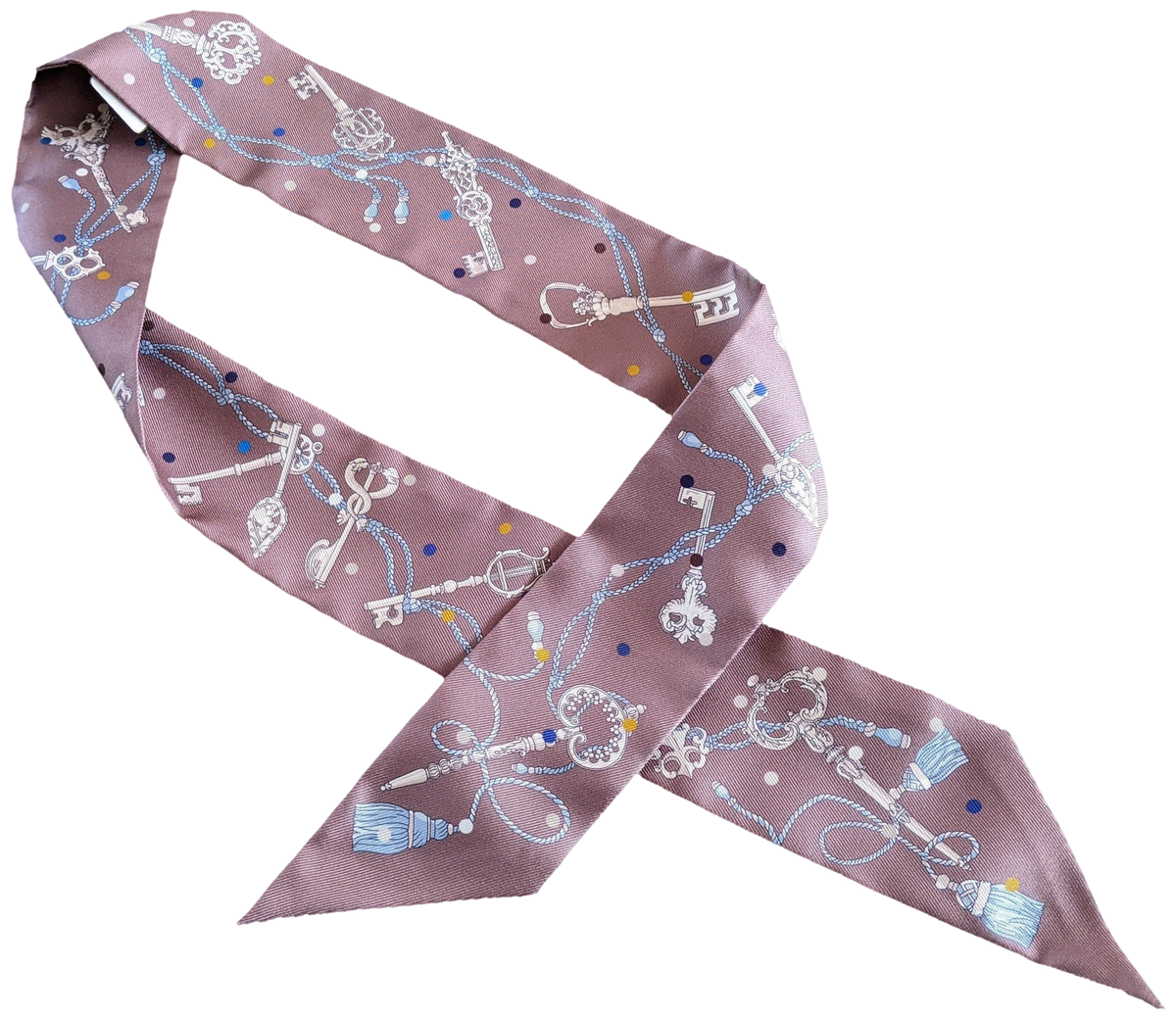 Hermes Marron Glace/Gris "Les Cles a Pois" Twilly