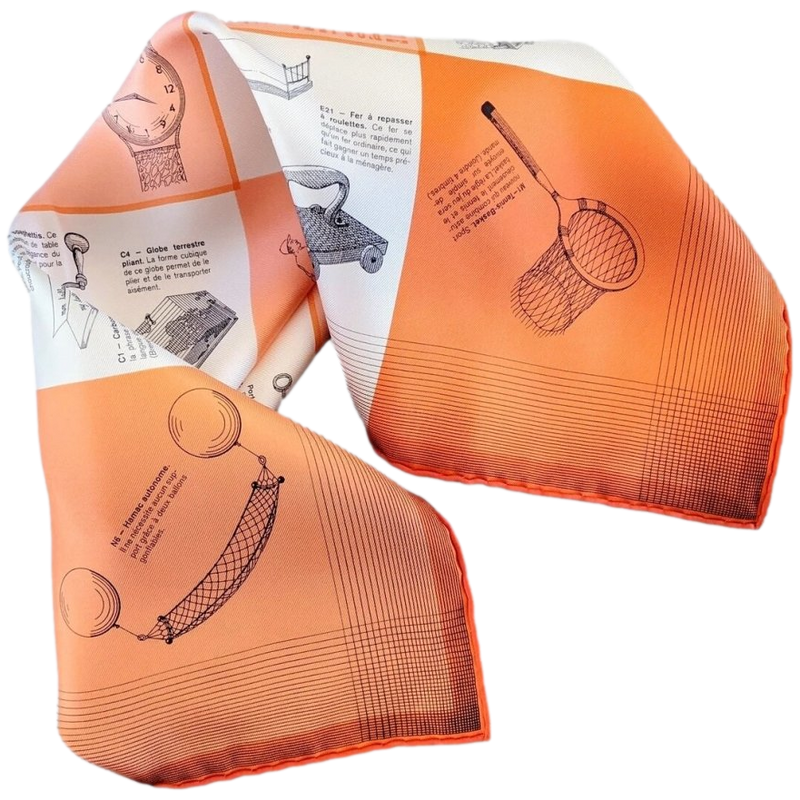 Hermes 2017 cw09 Orange/Creme/saumon LES OBJETS INTROUVABLES Twill Gavroche 45 CM
