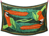 Hermes Vintage 90's Green/Orange "Les Perroquets" Terry Beach Towel 90 x 150 cm