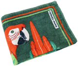 Hermes Vintage 90's Green/Orange "Les Perroquets" Terry Beach Towel 90 x 150 cm