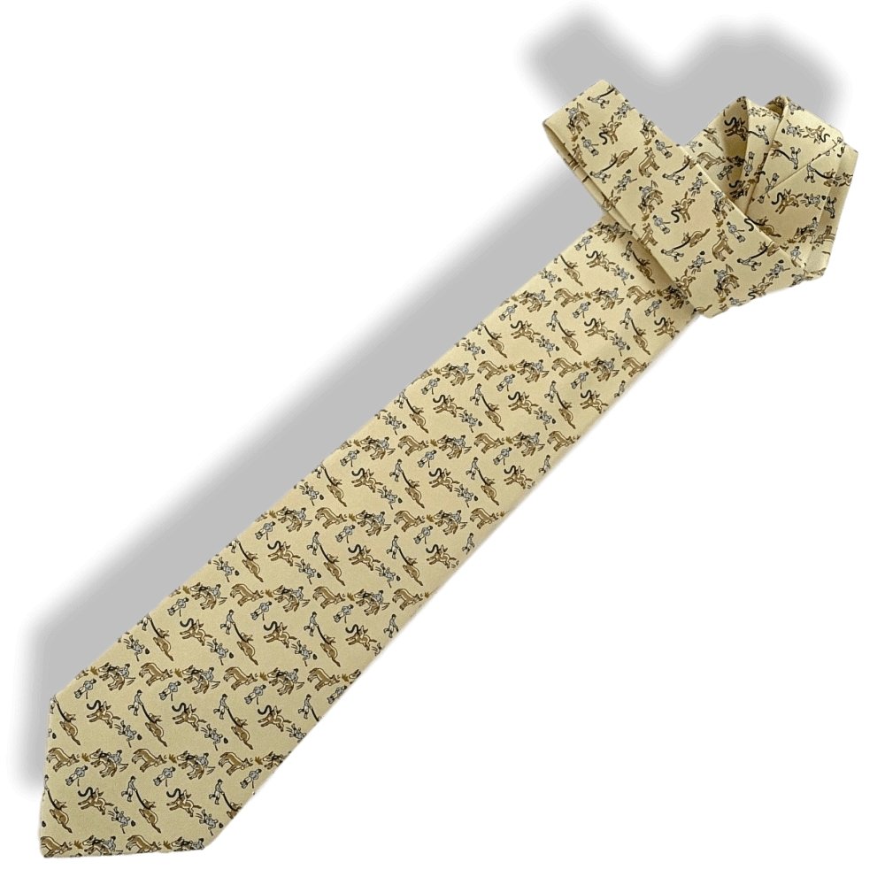 Hermes Light Beige Beige Sky Blue Donkey ANE Twill Silk Tie 9cm, NWT in Pochette! - poupishop