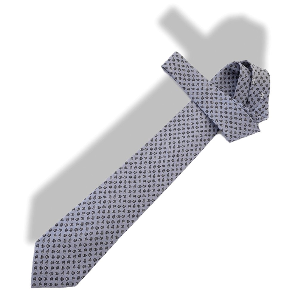 Hermes Lilac Mouse Grey Squirrels & Acorns CASSE NOISETTE Twill Silk Tie, NWT in Pochette! - poupishop
