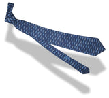 Hermes Limited Edition Navy White Cars Le Mans 24 Hours Print Twill Silk Tie, 7912 MA, Rare! - poupishop