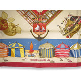 Hermes Limited to Deauville Charmes des Plages Normandes by Loic Dubigeon Cotton scarf 70, Rare! - poupishop