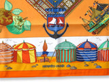 Hermes Limited to Deauville CHARMES DES PLAGES NORMANDES by Loic Dubigeon Cotton scarf 70, Rare! - poupishop