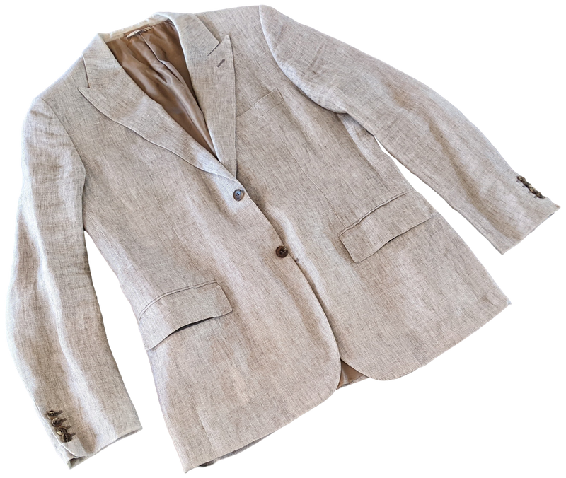 Hermes Natural Linen with Leather Details Men's Jacket Sz54