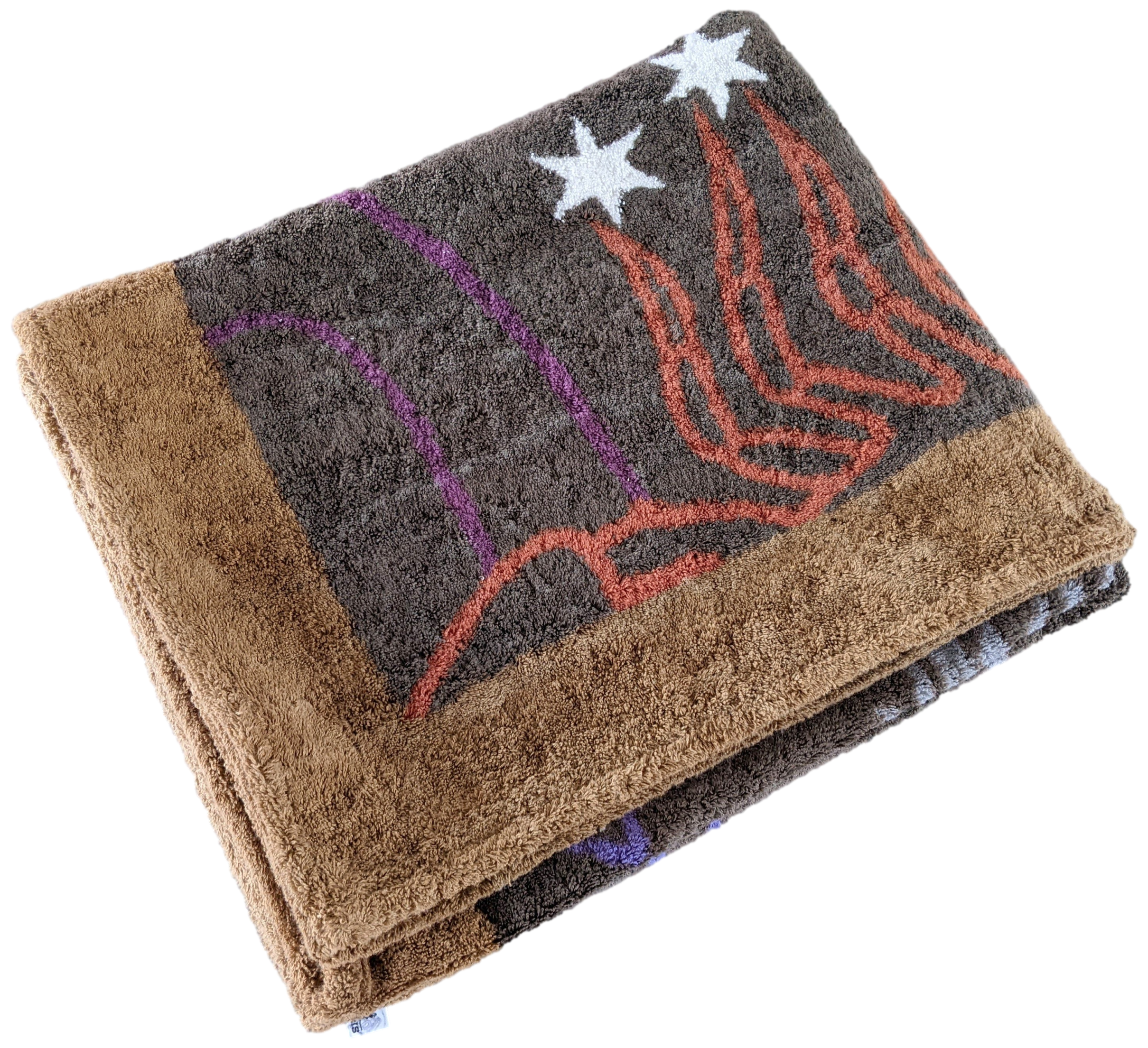 Hermes Brown vintage "Lion Zodiac" Cotton Terry Beach Towel 90 x 150