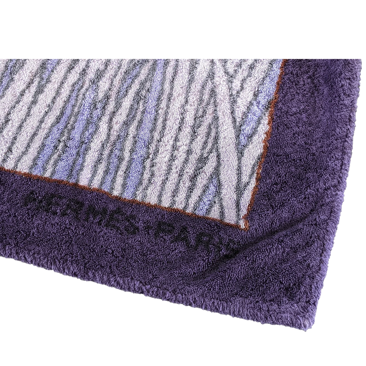 Hermes Vintage Violet "Lions" Terry Beach Towel 150 x 90 cm