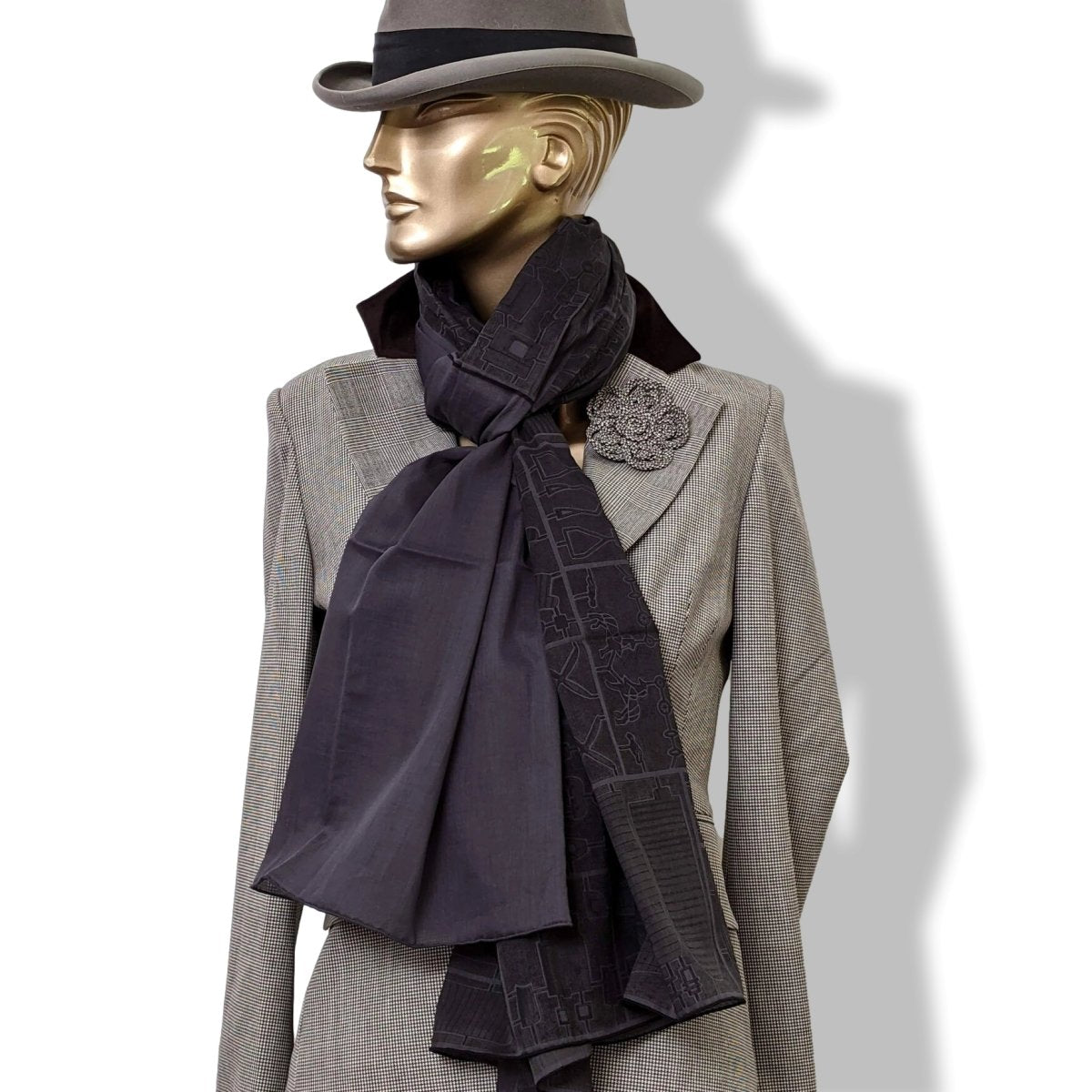 Hermes [M14] Men's Ardoise/Noir 100% Cotton Alphabravo Echarpe au Carre 100 x 200 cm, BNWTIB! - poupishop