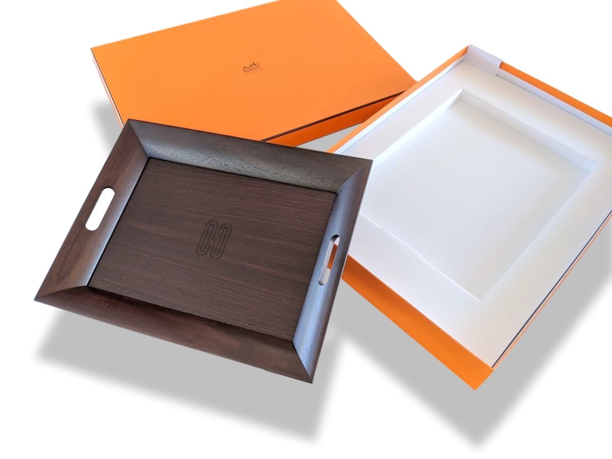 Hermes [M4] Palissandre/Rosewood Plateau H DECO PM Tray, Pur Luxe, BNWTIB! - poupishop