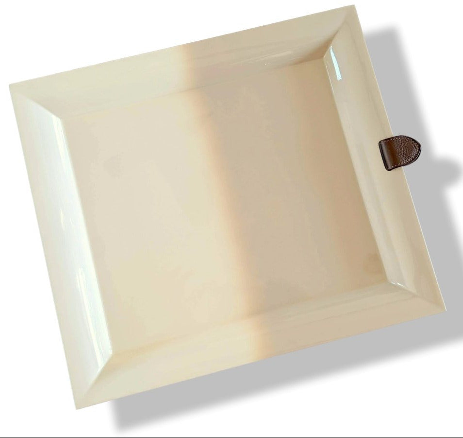 Hermes [M5] Sable/Vanille PLATEAU CHAKOR DIPDYE PM LAQUE Tray, Pur Luxe, BNWTIB! - poupishop