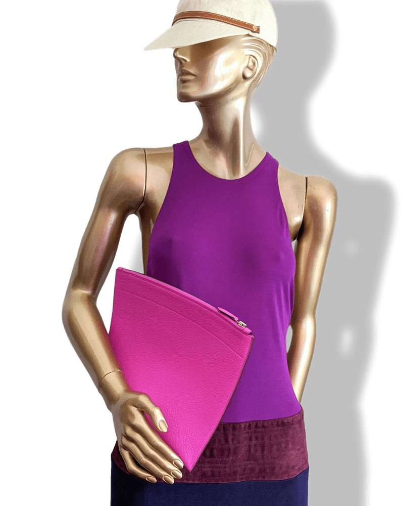 Hermes Magnolia Togo Calfskin TROUSSE BAZAR MM Zipped Pochette Bag, BNWTIB! - poupishop