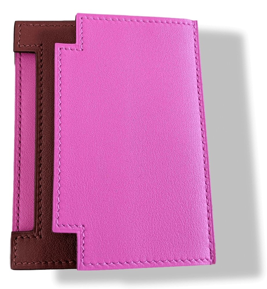 Hermes Magnolia/Rouge H Swift Calfskin RABAT H 8CC CARD HOLDER, BNWTIB! - poupishop
