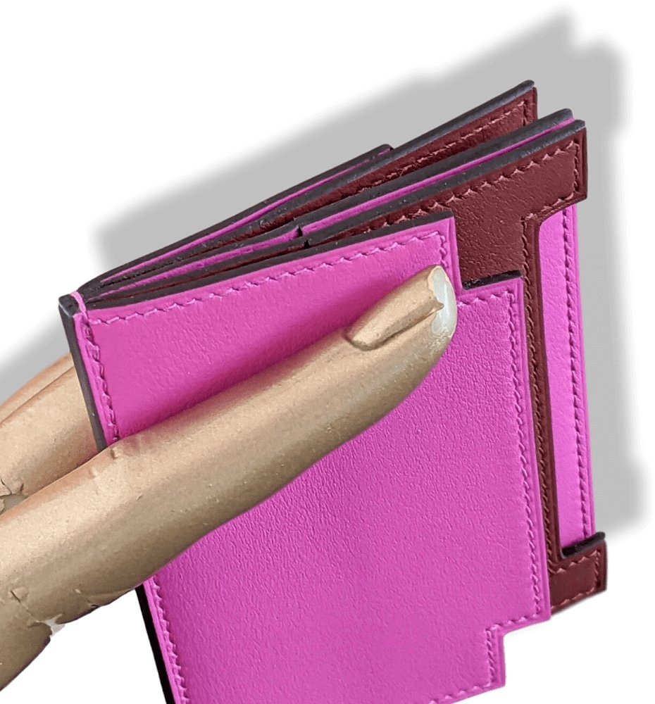 Hermes Magnolia/Rouge H Swift Calfskin RABAT H 8CC CARD HOLDER, BNWTIB! - poupishop