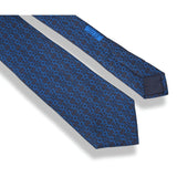 Hermes Marine Blue Linked Horse bit Silk Tie 7125 FA, Mint! - poupishop