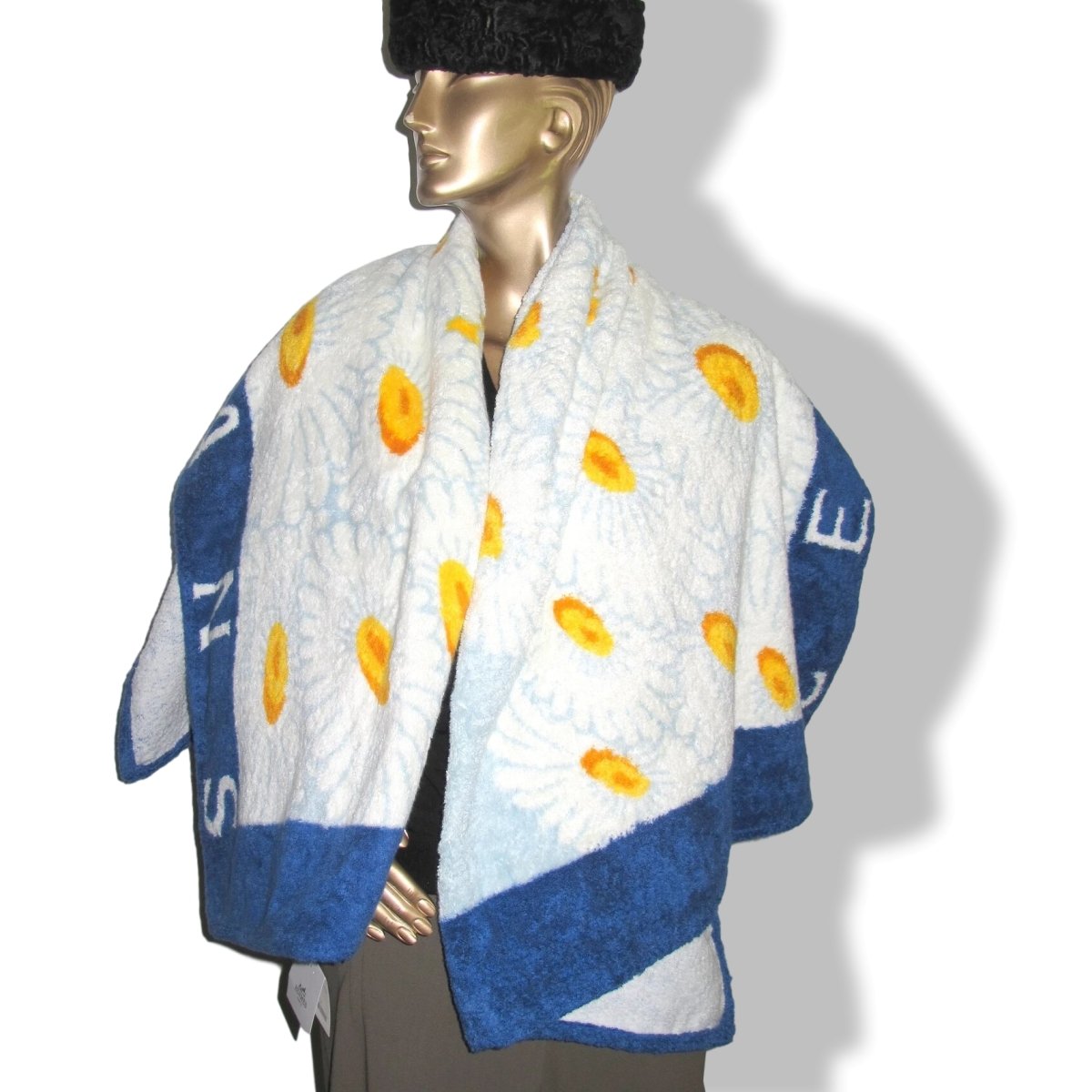 Hermes Marine/Blanc/Jaune Special Issue CENT ANS GAUMONT Tapis de Plage Terry Beach Towel 150 x 90cm cm - poupishop