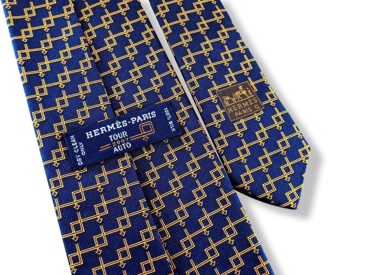 Hermes Marine/Orange Limited Edition TOUR AUTO 2007 Silk Tie, Rare Special Issue, New! - poupishop