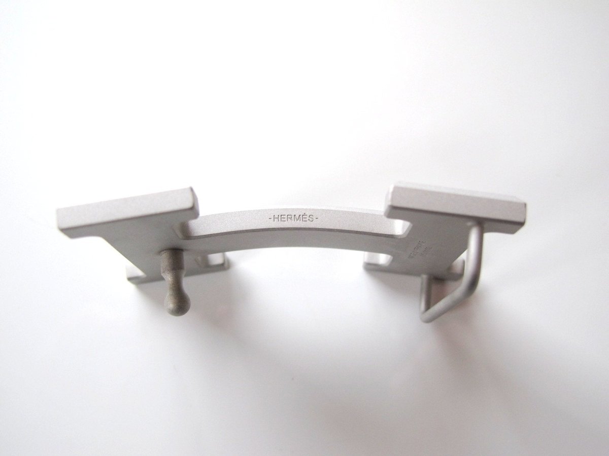 Hermes Matt Silver Buckle of Belt H 32mm, New! - poupishop