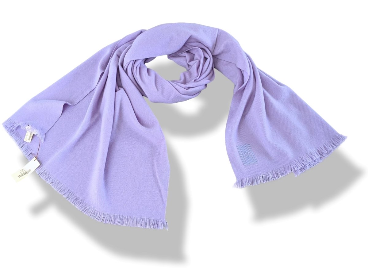 Hermes Mauve ETOLE CACHEMIRE SOFT Fringed Stole 100% Cashmere 72 x 220 cm, BNWT - poupishop