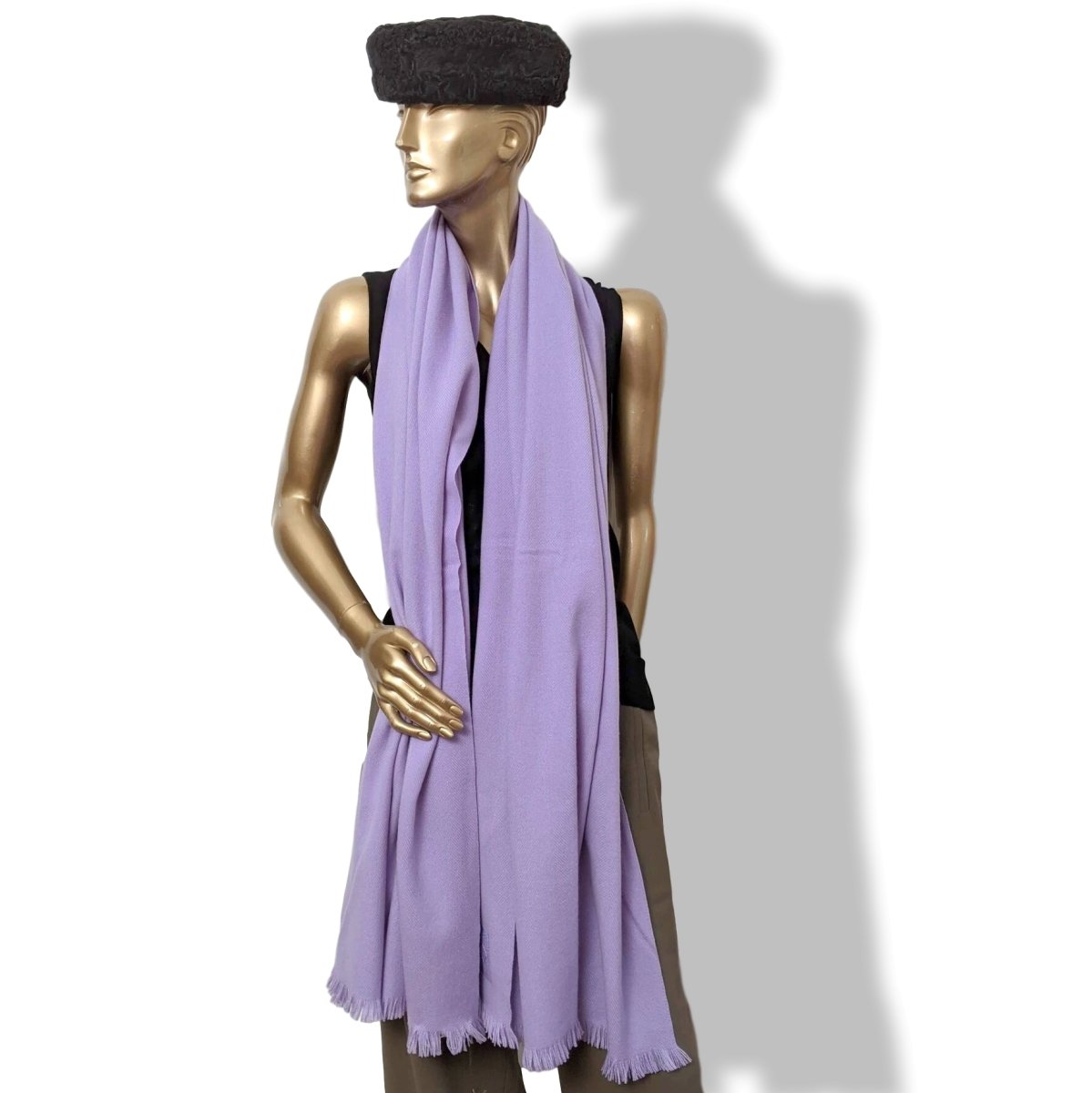 Hermes Mauve ETOLE CACHEMIRE SOFT Fringed Stole 100% Cashmere 72 x 220 cm, BNWT - poupishop