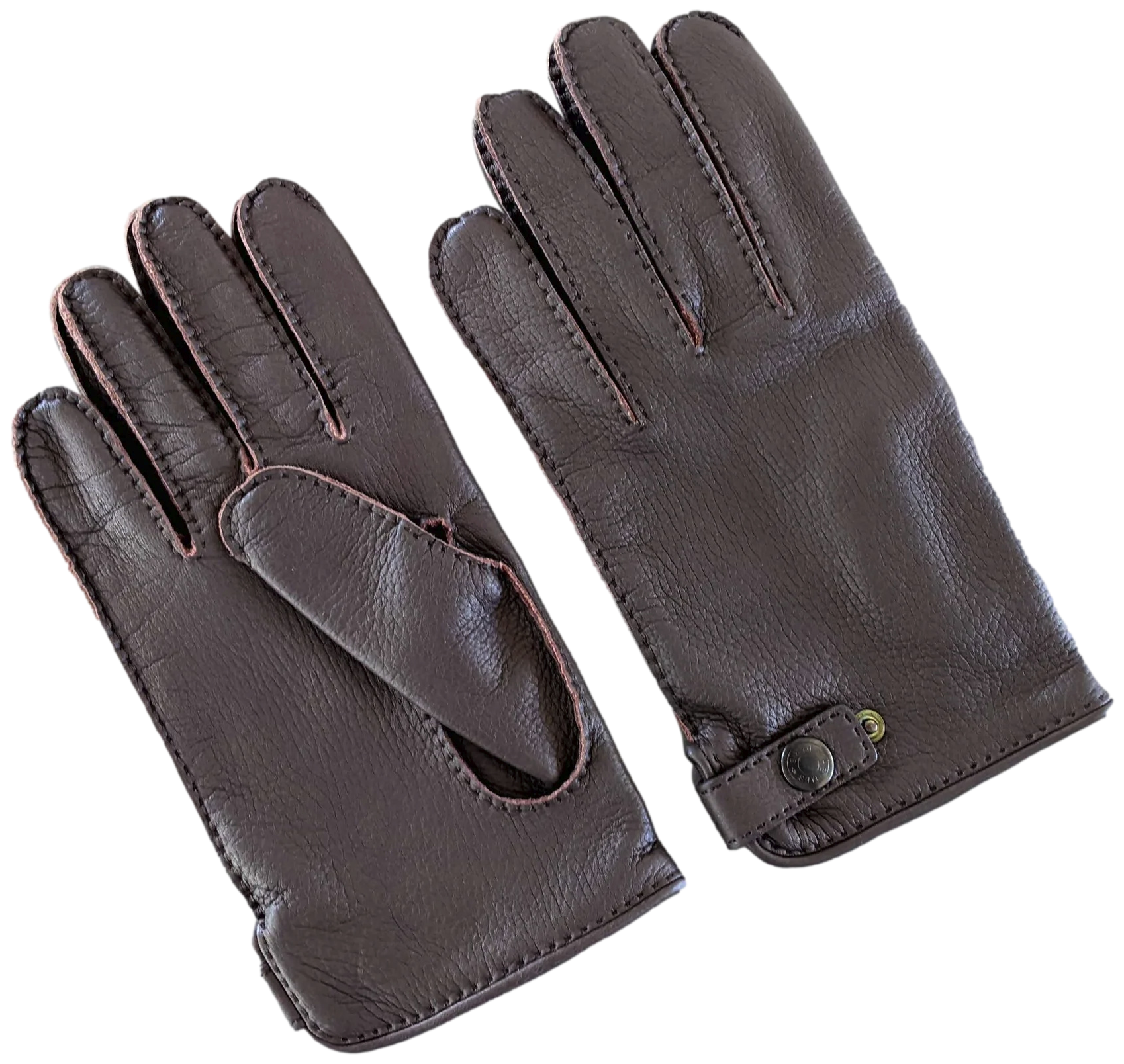 Hermes Men Ebene Deer/Silk Cerf Gloves Sz095