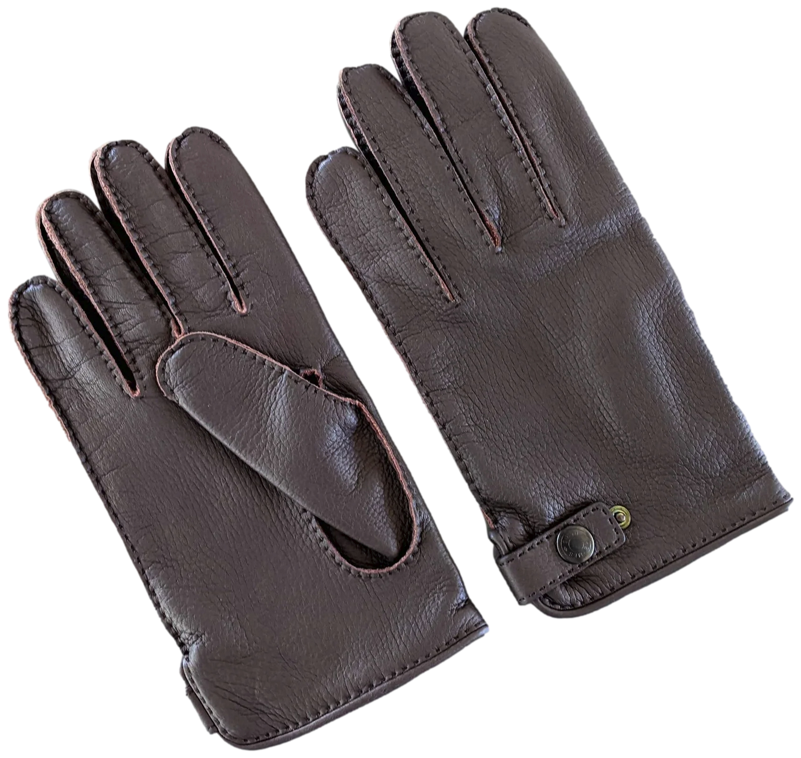 Hermes Men Ebene Deer/Silk Cerf Gloves Sz095, Extra Supple, New