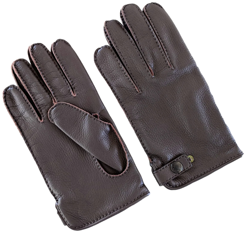 Hermes Men's Ebene Deer/Silk Cerf Gloves