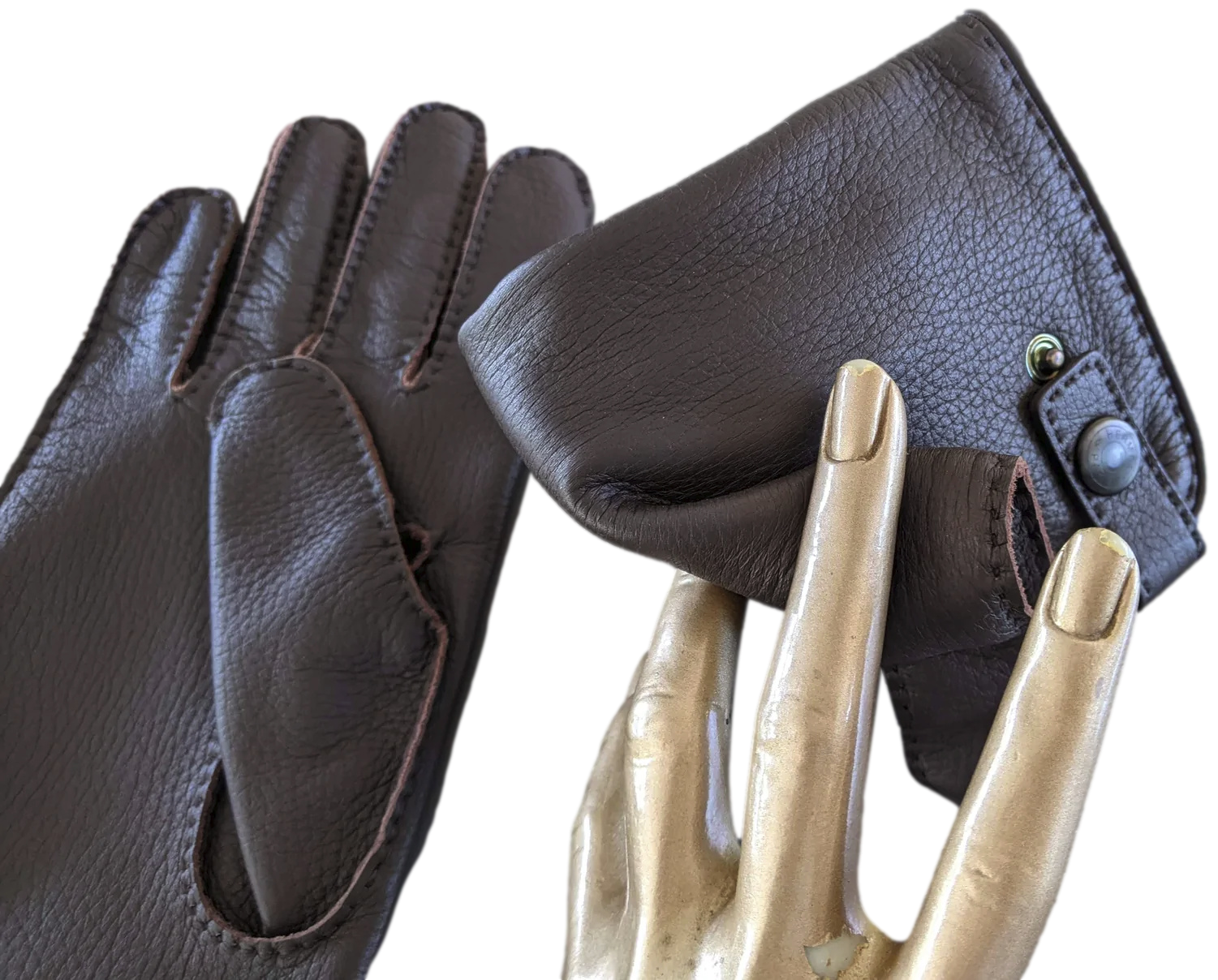 Hermes Men Ebene Deer/Silk Cerf Gloves Sz095