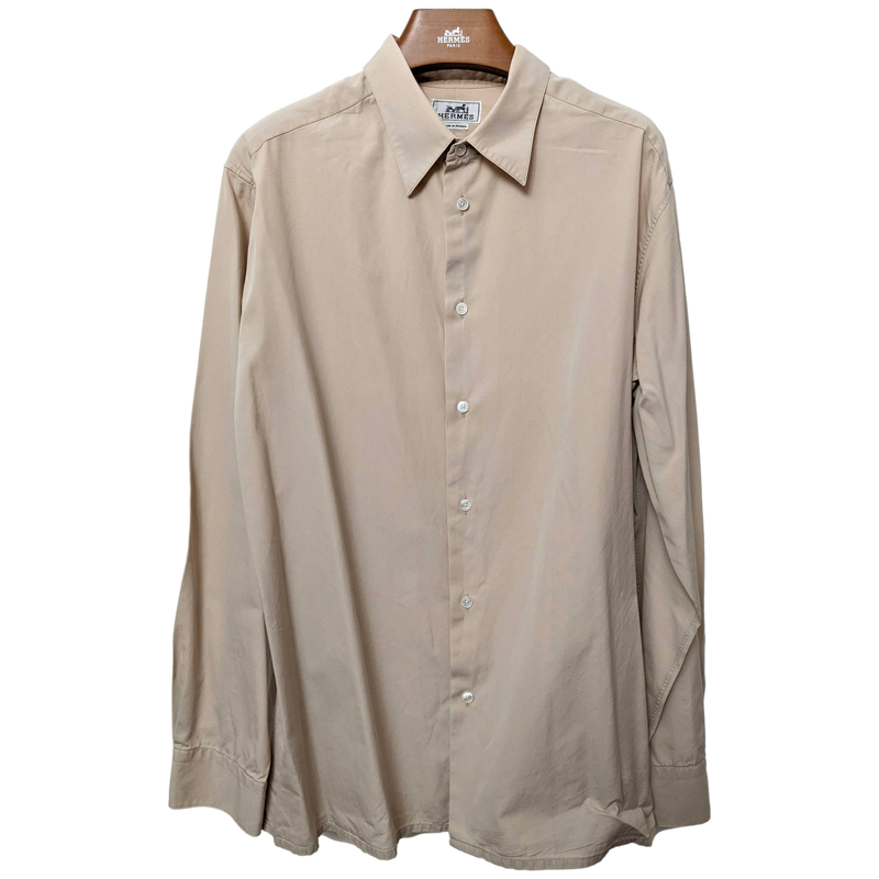 Hermes Men's Beige Cotton Long Sleeves Shirt, Sz44 | poupishop Hermes Men's Beige Cotton Long Sleeves Shirt, Sz44 | poupishop