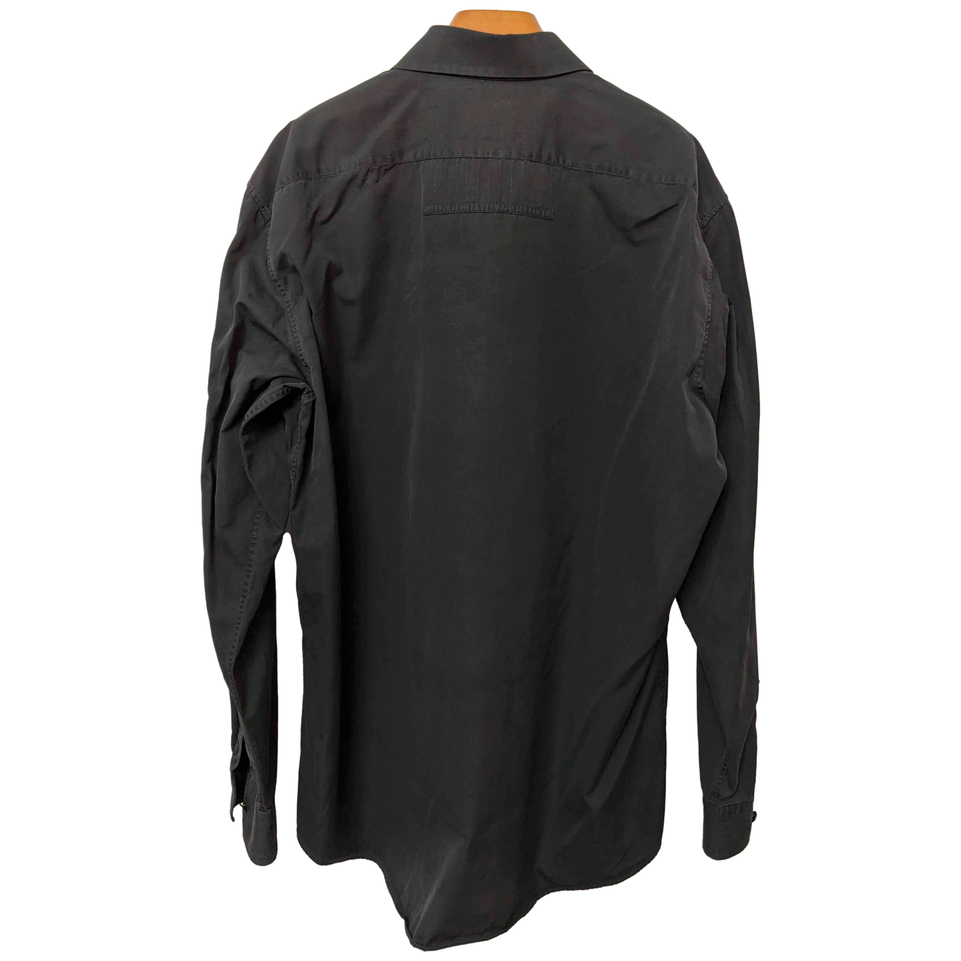 Hermes Men's Noir Cotton Long Sleeves Shirt with Plastron
