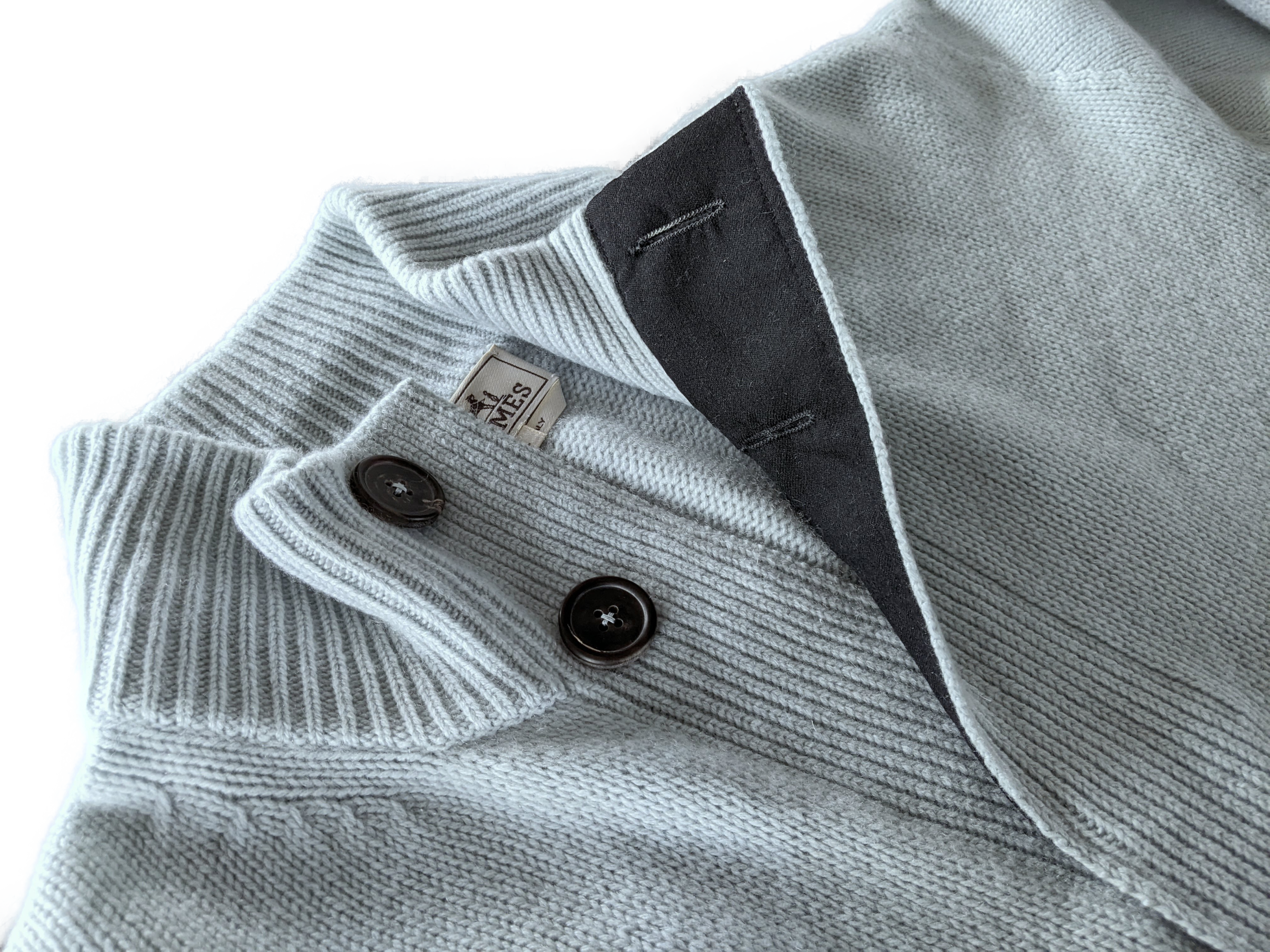 Produits Hermes Men's Bleu Clair 100% Cashmere Cable Knit Cardigan SzL