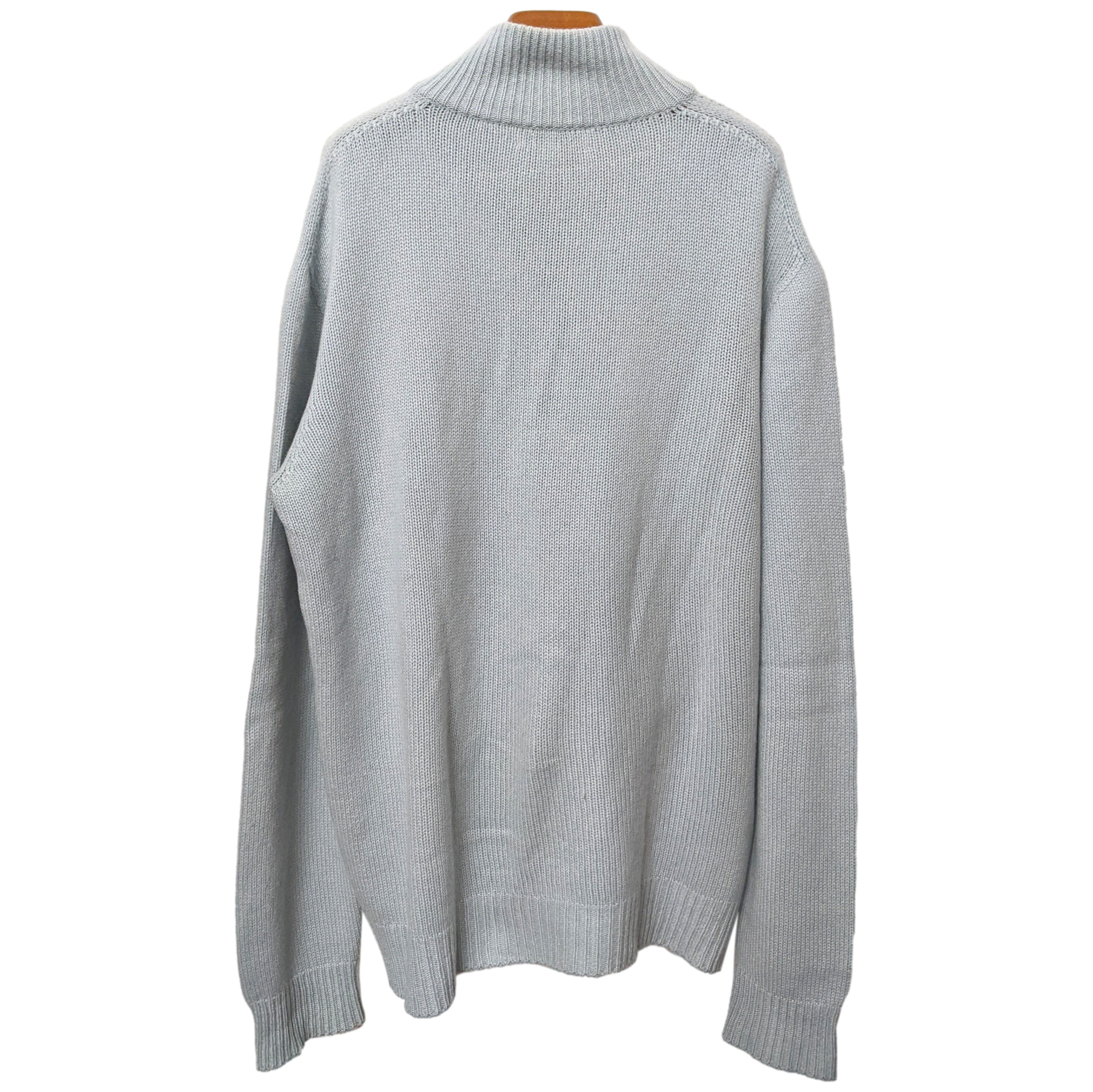Produits Hermes Men's Bleu Clair 100% Cashmere Cable Knit Cardigan SzL