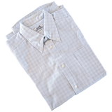 Hermes Men's Plaid Blue Cotton Long Sleeves Shirt, Sz40