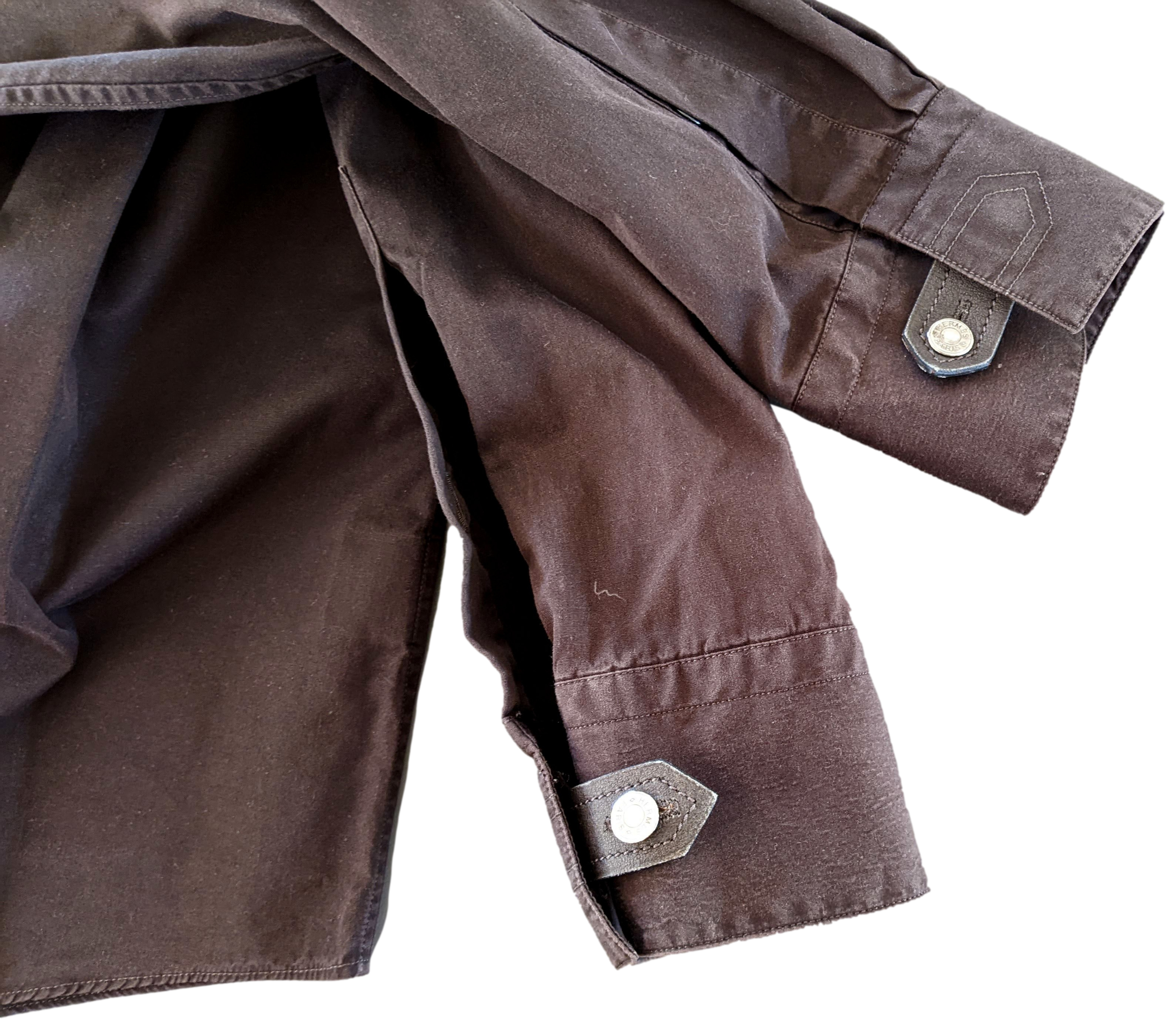 Hermes Men's Ebene Cotton Long Sleeves Shirt with Removabe Lambskin Tabs