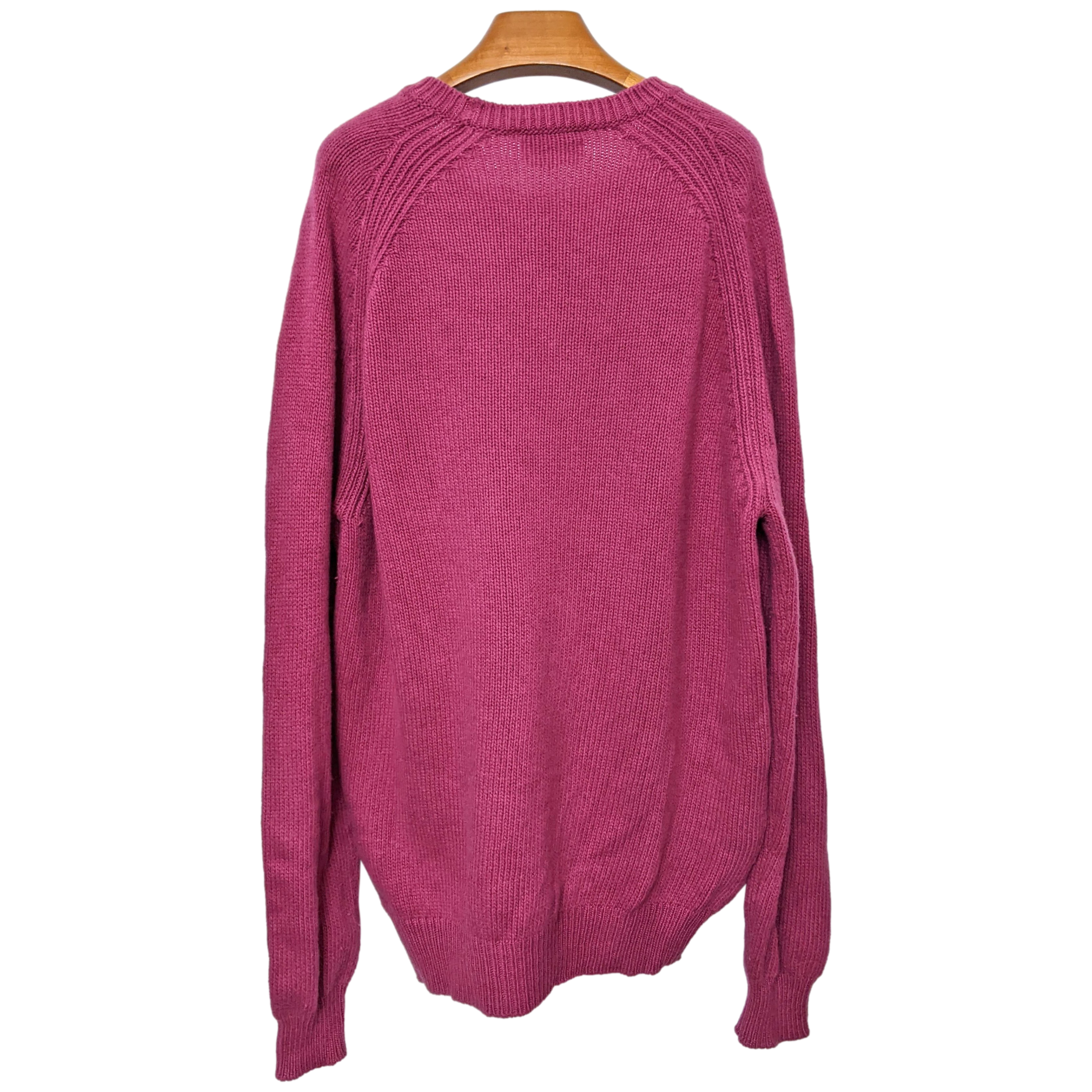 Produits Hermes Men's Dark Fuchsia 100% Cashmere Classic Round Neck Sweater SzXL