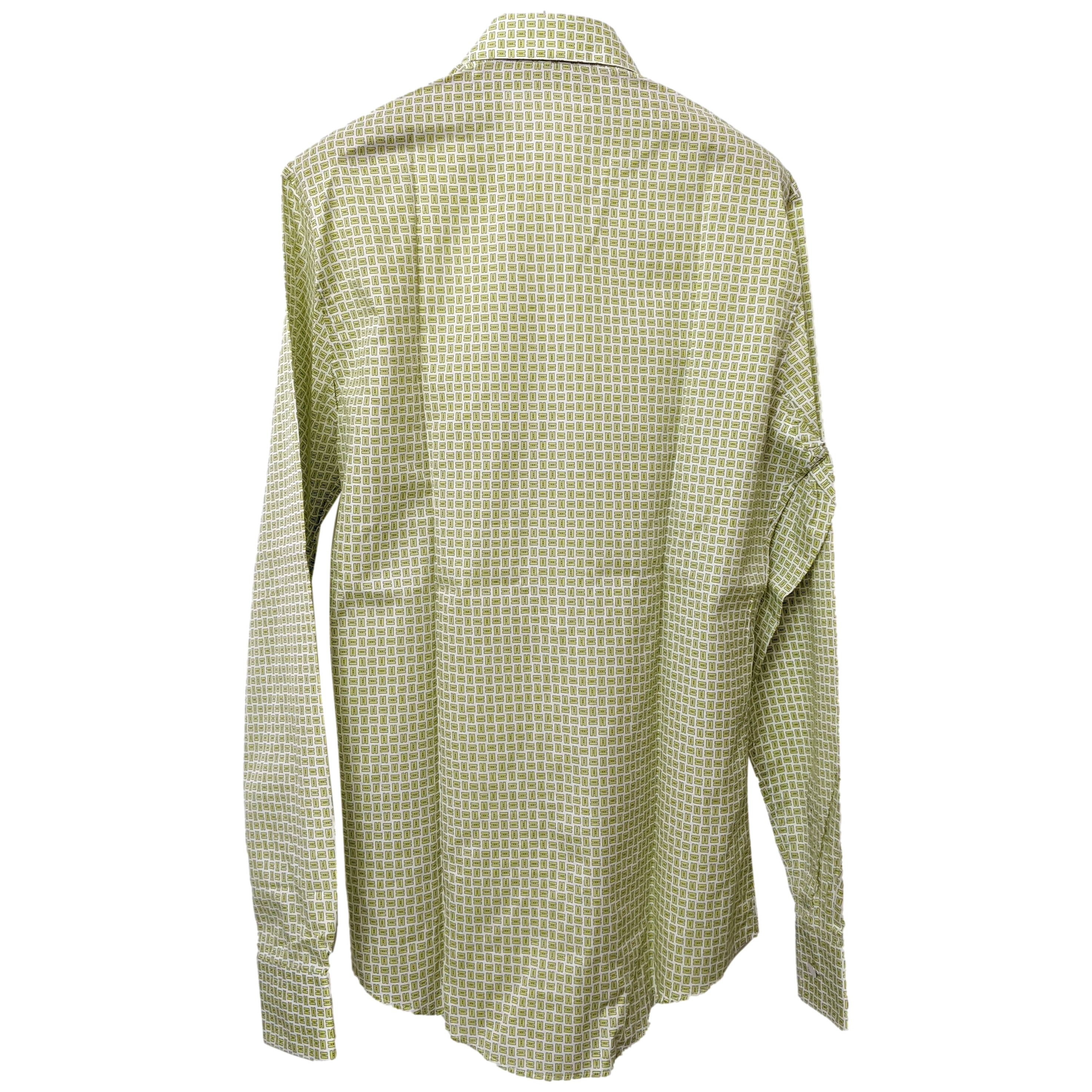 Hermes Men's Vert Pomme H Cotton Long Sleeves Shirt, Sz39