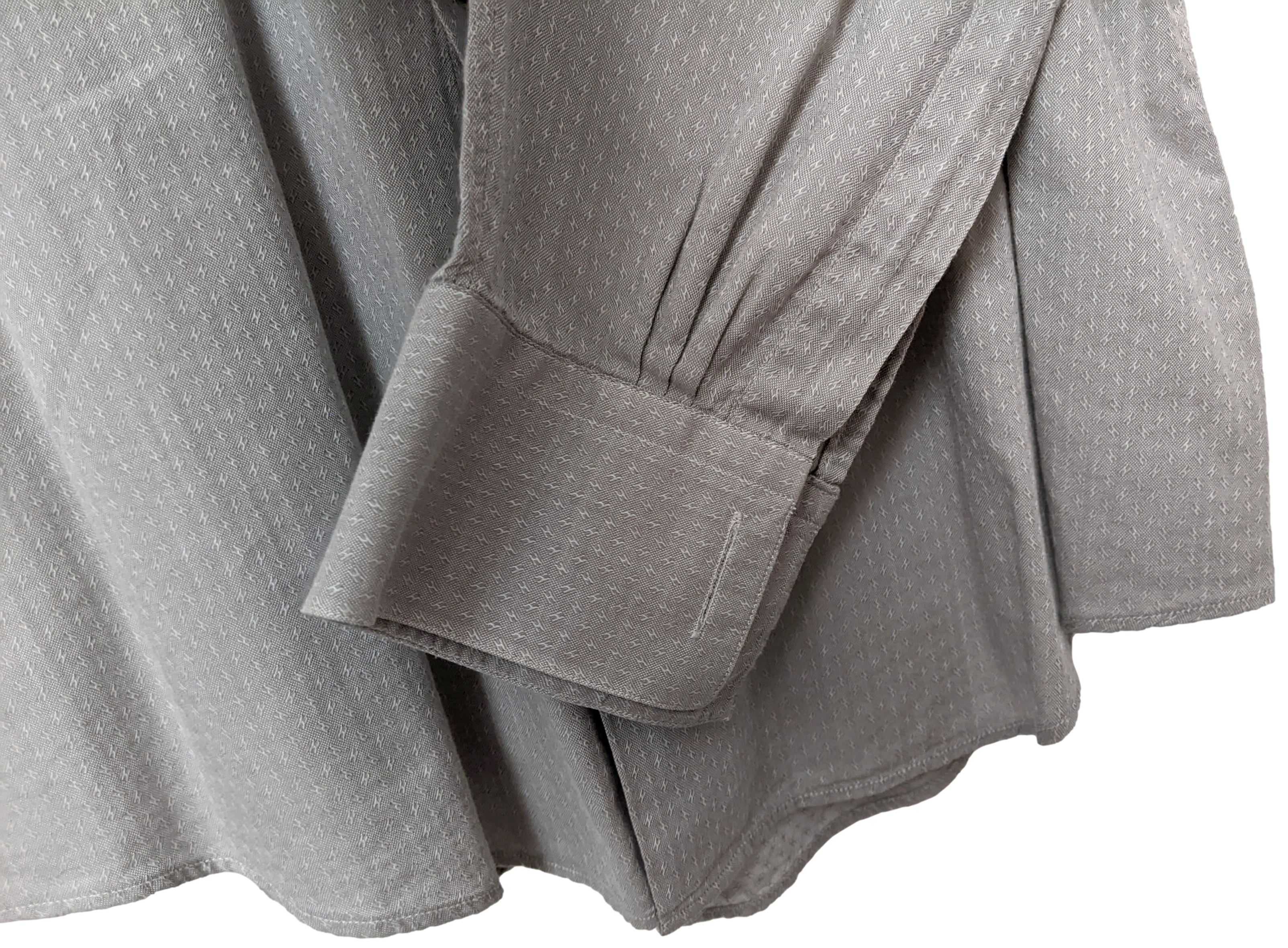Hermes Men's Grey Cotton Long Sleeves Shirt with Removabe Lambskin Tabs missing