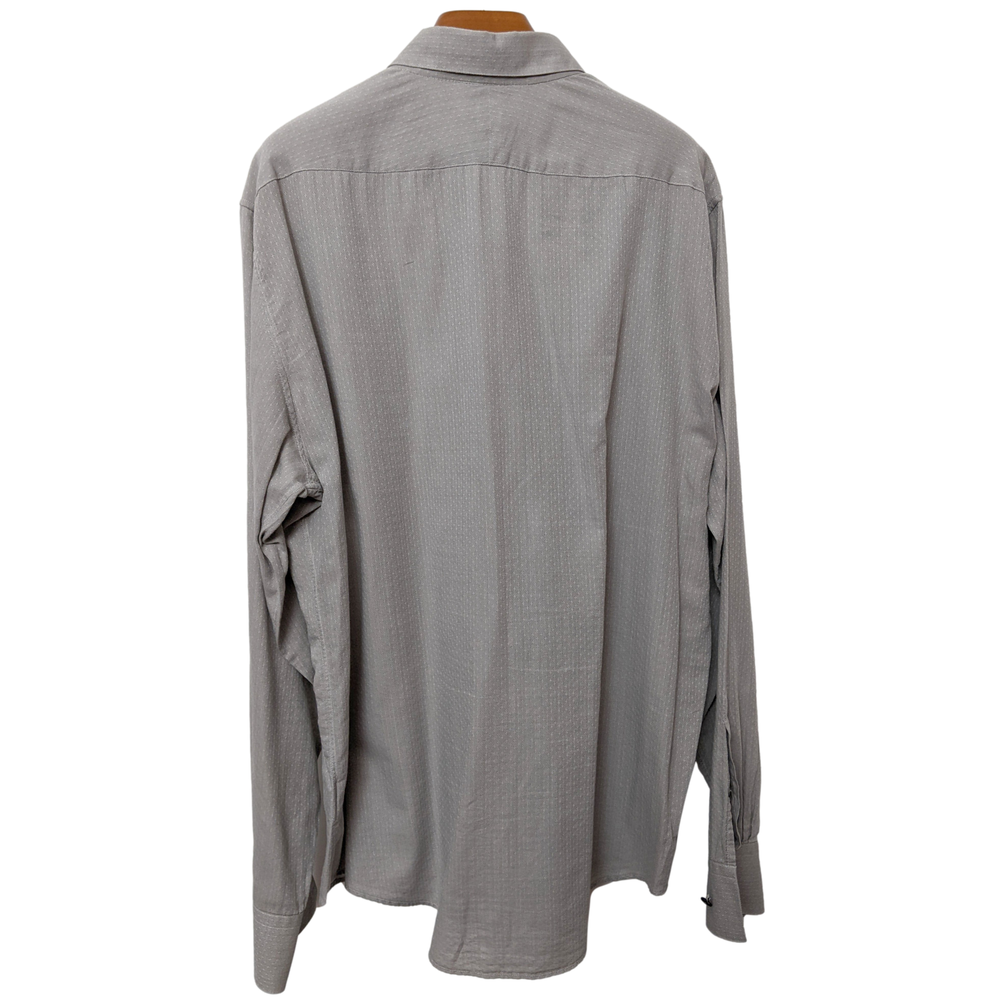 Hermes Men's Grey Cotton Long Sleeves Shirt with Removabe Lambskin Tabs missing