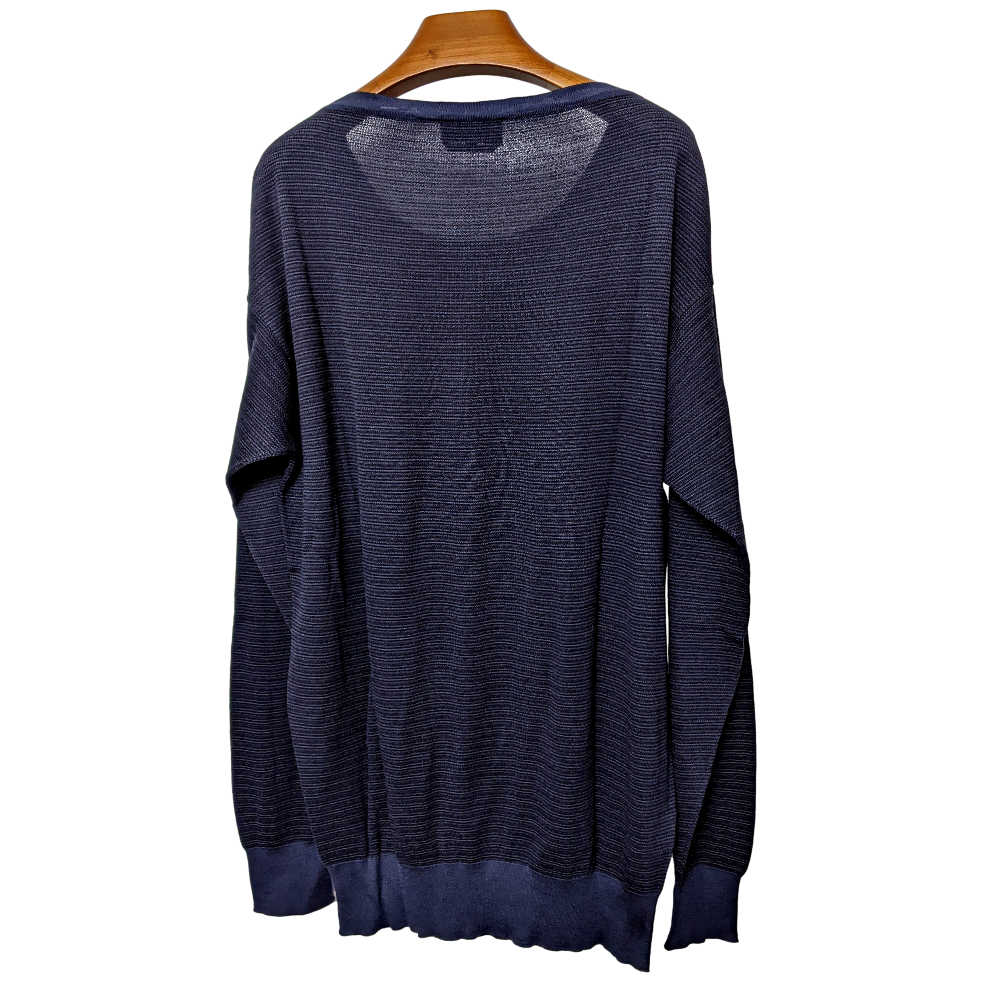 Hermes Men's Marine 100% Silk Classic Round Neck Sweater