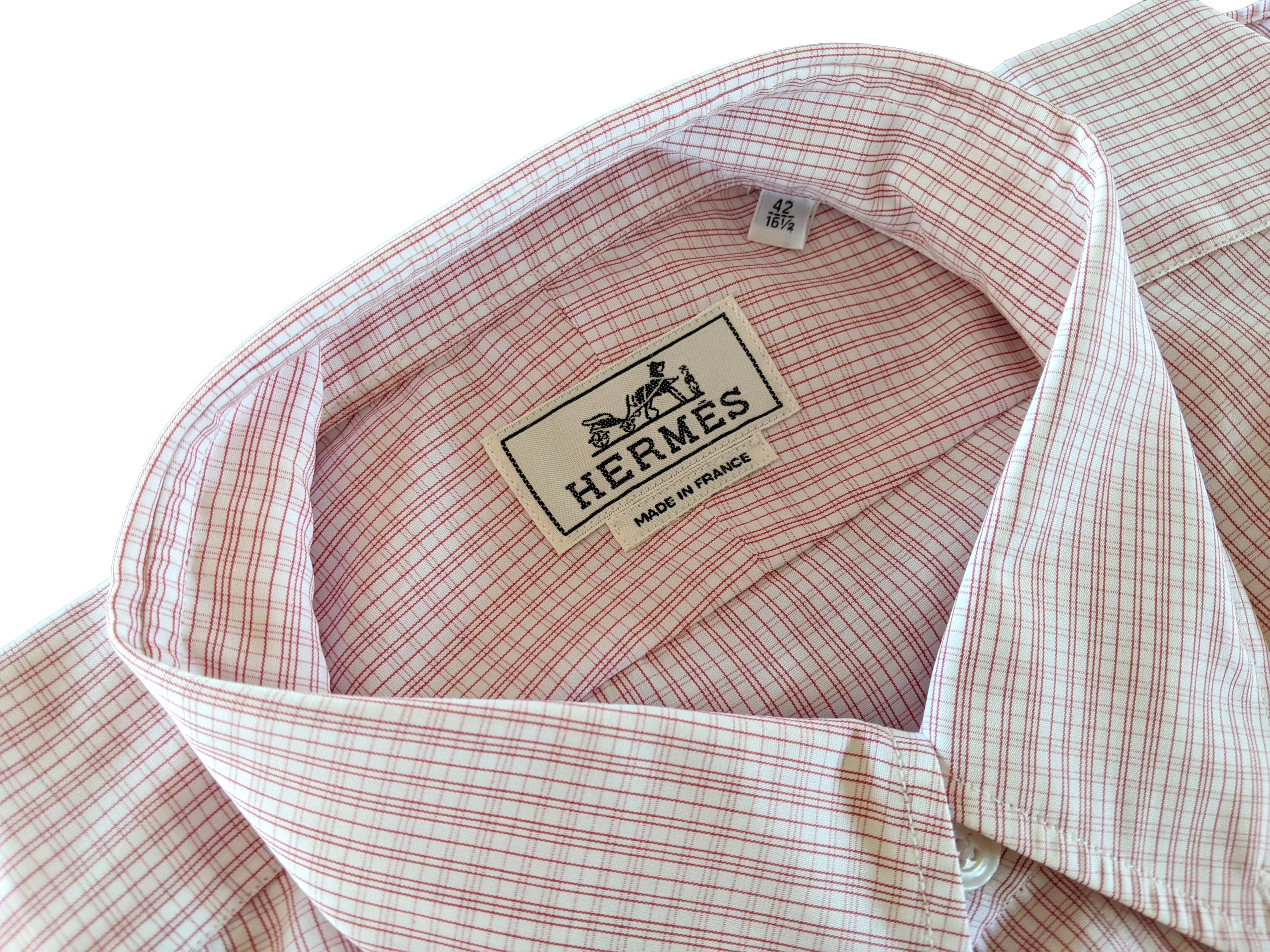 Hermes Men's Plaid Rose Cotton Long Sleeves Shirt, Sz42