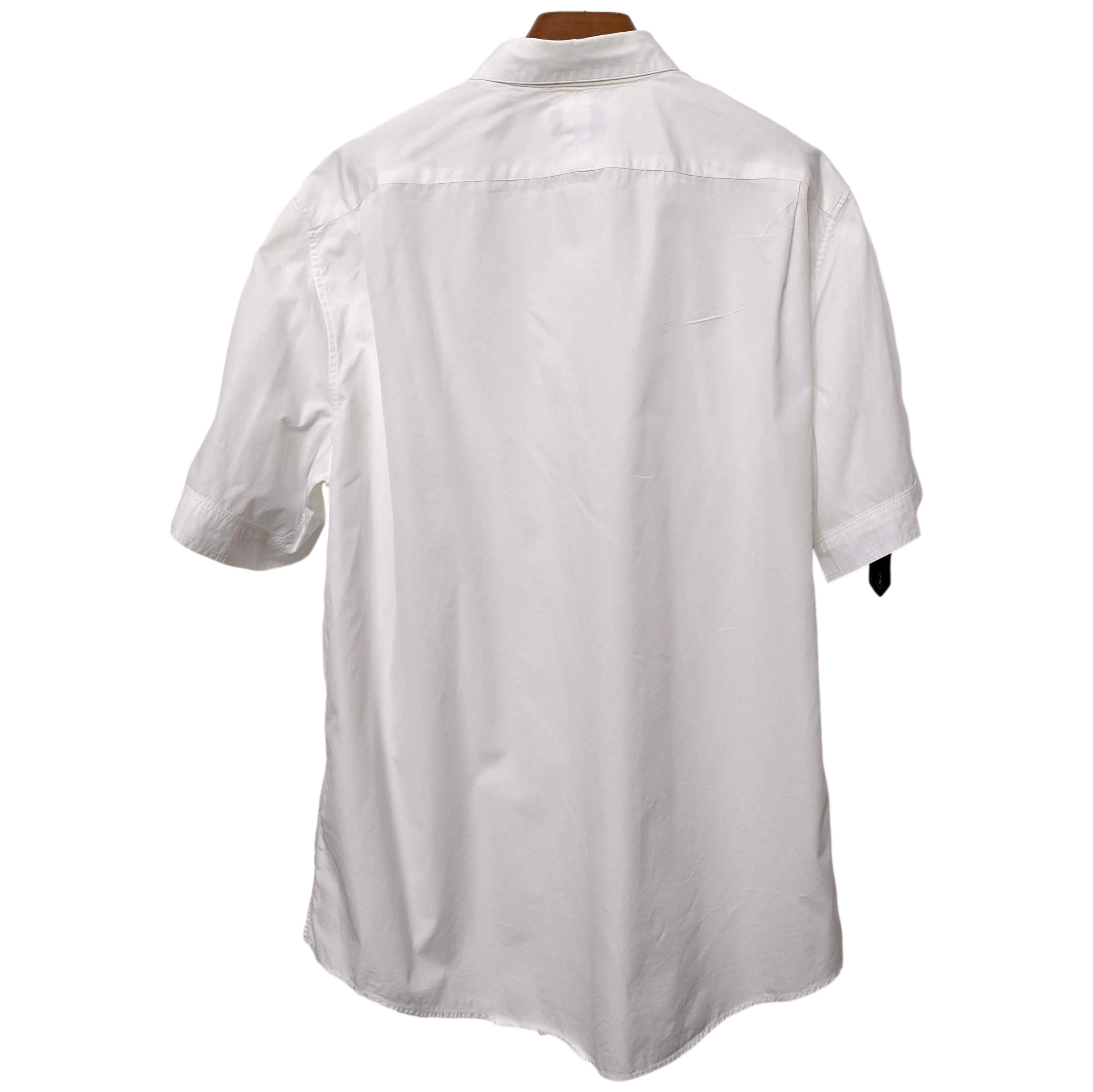 Hermes Men's White Cotton Short Sleeves Shirt with Removabe Lambskin Tabs