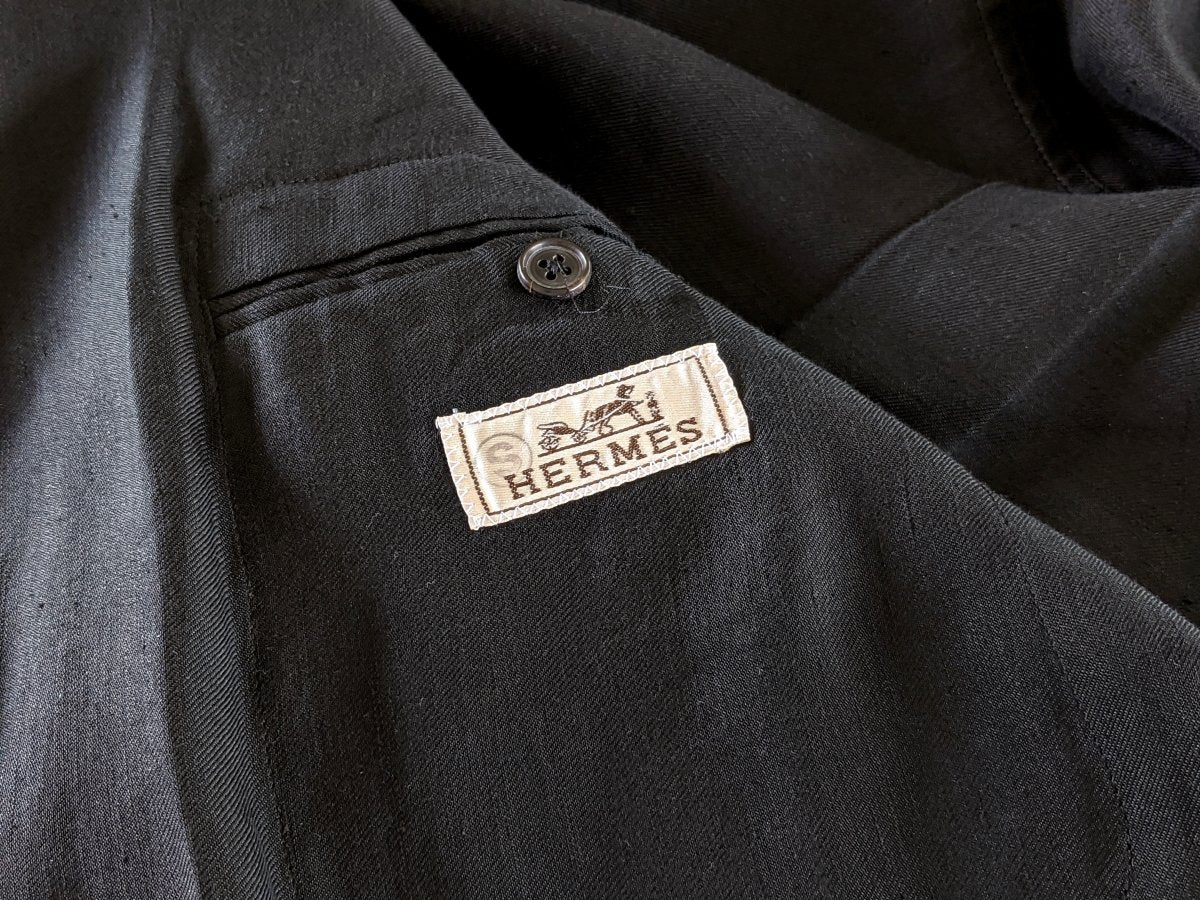 Hermes Men's Black Lightweight Linen and Silk Jacket Sz56, Mint! - poupishop