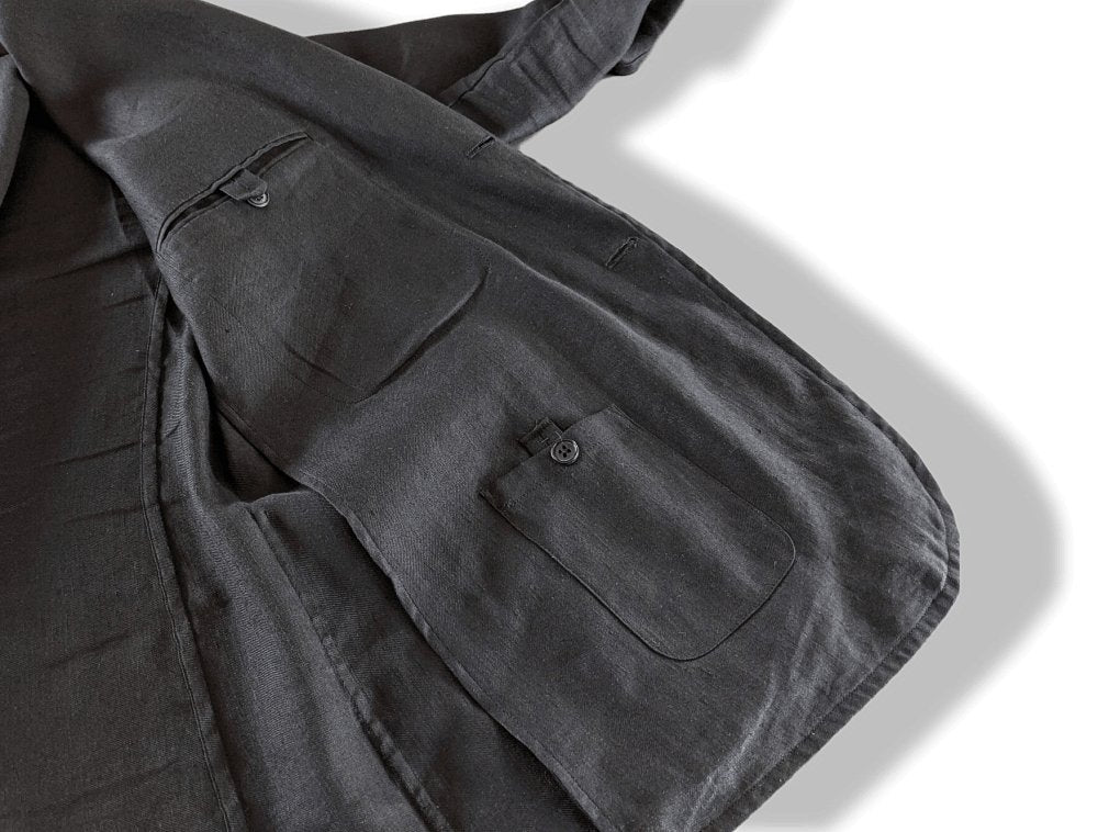 Hermes Men's Black Lightweight Linen and Silk Jacket Sz56, Mint! - poupishop