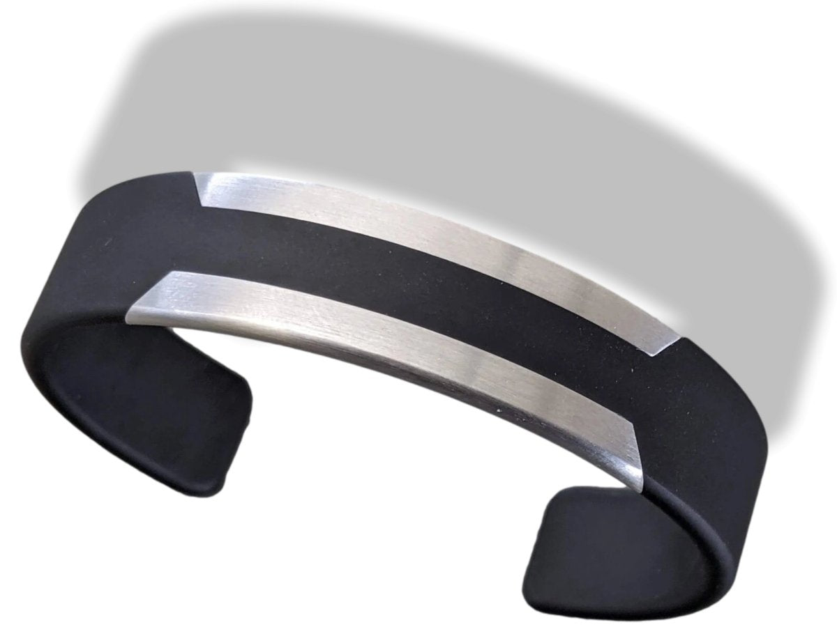 Hermes Men's Black Matt PVD/Brushed Stainless Steel Unisex Cuff Bracelet T4, New in Pochette! - poupishop
