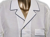 Hermes Men's Blanc/Marine Linen and Cotton Pajamas with Belt, BNWT! - poupishop