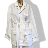 Hermes Men's Blanc/Marine Linen and Cotton Pajamas with Belt, BNWT! - poupishop