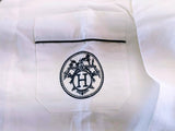 Hermes Men's Blanc/Marine Linen and Cotton Pajamas with Belt, BNWT! - poupishop